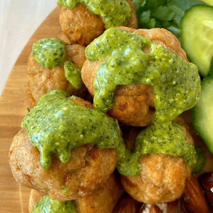 Peruvian Boulders with Green Sauce