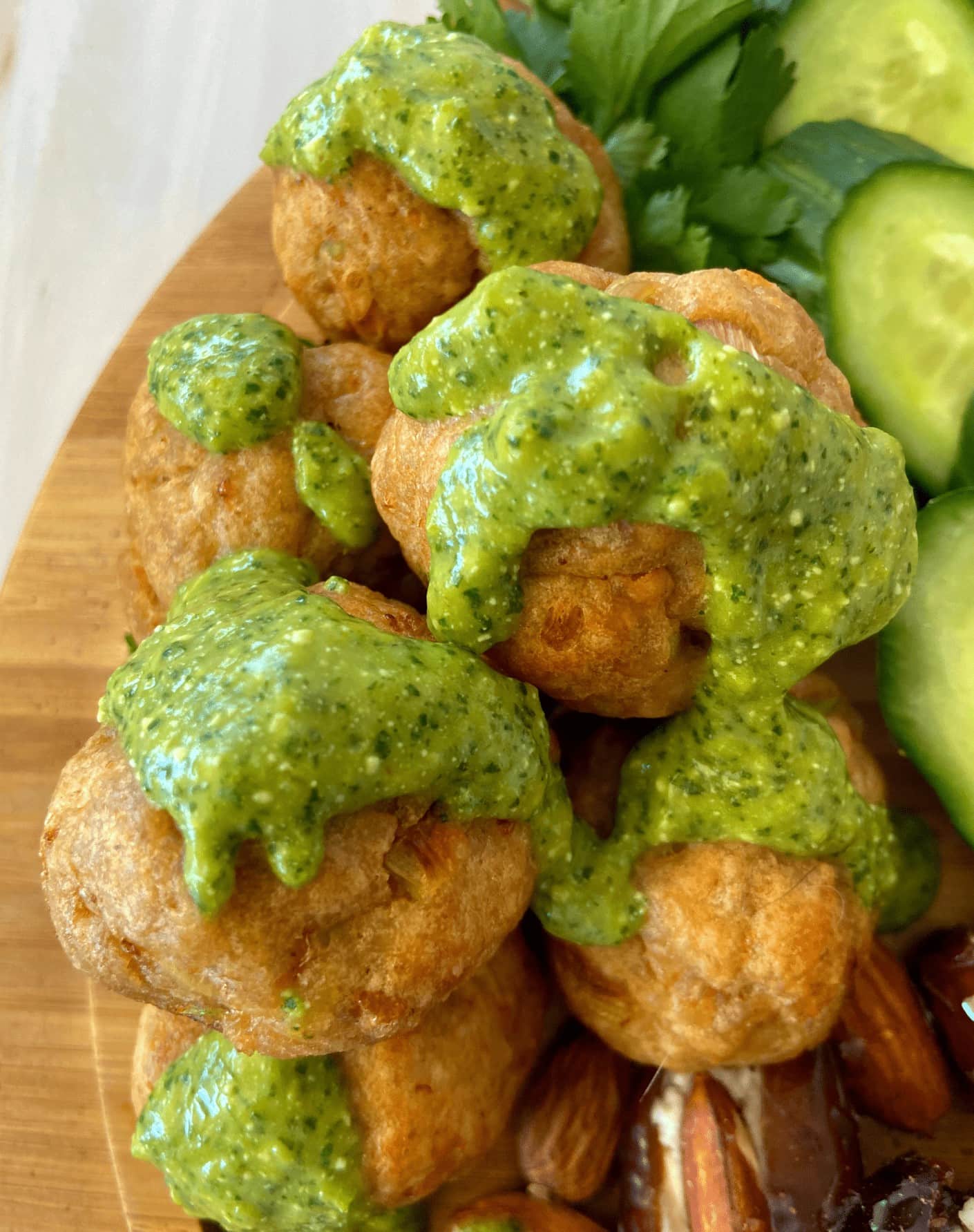 Peruvian Boulders with Green Sauce