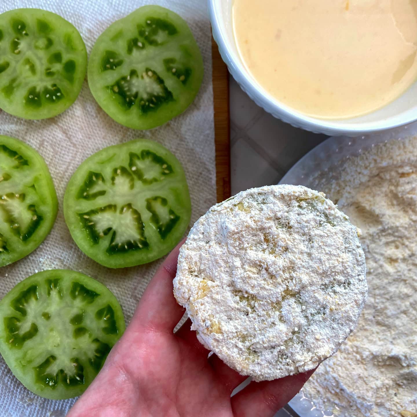 fried green tomatoes prep