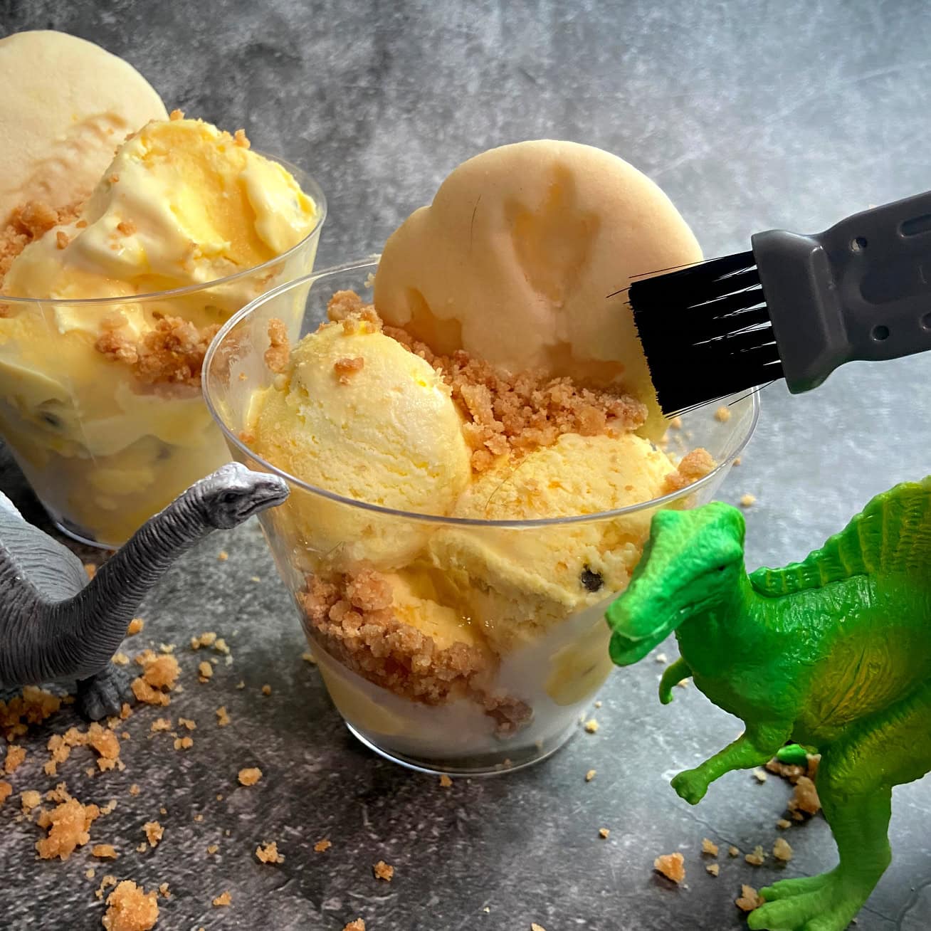 Jurassic Park fossil cookies passionfruit and ice cream