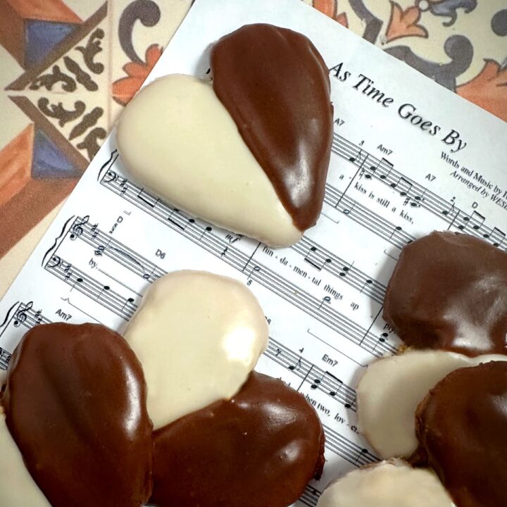 black and white heart cookies