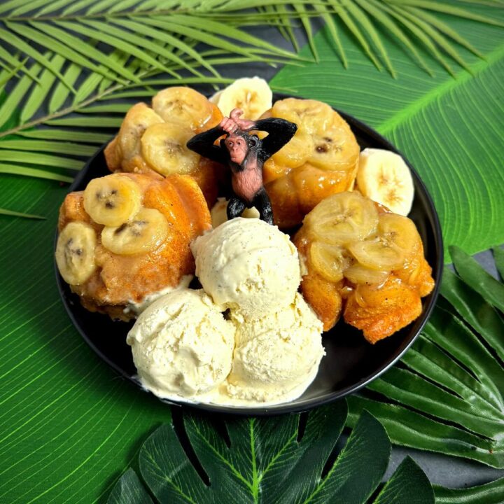 BANANA MONKEY BREAD. WITH ICE CREAM. AND BOURBON.